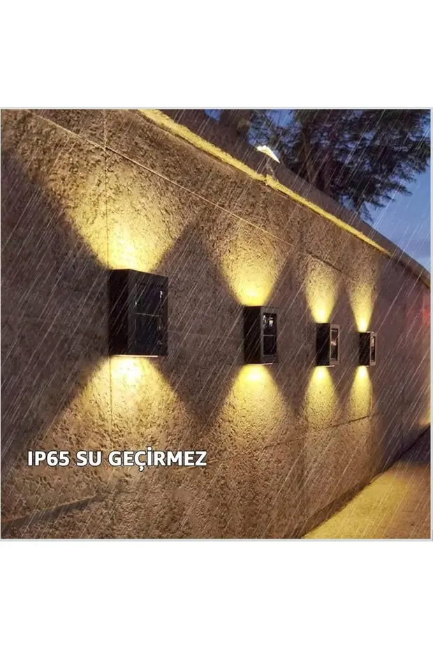 Güneş Enerjili Su Geçirmez Dış Mekan Aydınlatma Lambası-Tekli Model Solar LED Bahçe Aplik Işığı